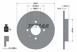 DISC FRANA TEXTAR 92029803 - Compatibil cu CITROEN, DALLAS, PEUGEOT