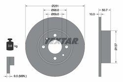 DISC FRANA TEXTAR 92034203 - Compatibil cu ALFA ROMEO, CHRYSLER, FIAT, LANCIA