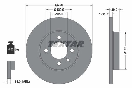 DISC FRANA TEXTAR 92041703 - Compatibil cu CHERY, SEAT, VW, VW (FAW)