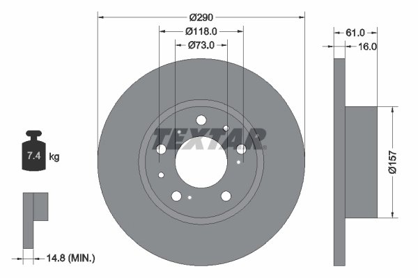 DISC FRANA TEXTAR 92042900 - Compatibil cu AUVERLAND, CITROEN, FIAT, PEUGEOT, TALBOT