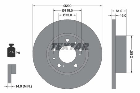 DISC FRANA TEXTAR 92042900 - Compatibil cu AUVERLAND, CITROEN, FIAT, PEUGEOT, TALBOT