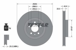 DISC FRANA TEXTAR 92046803 - Compatibil cu ALFA ROMEO, DODGE, FIAT, LANCIA, OPEL, VAUXHALL