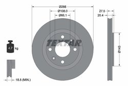 DISC FRANA TEXTAR 92048103 - Compatibil cu CITROEN, NISSAN (DFAC), PEUGEOT