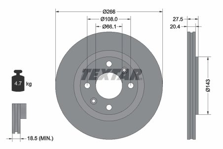 DISC FRANA TEXTAR 92048103 - Compatibil cu CITROEN, NISSAN (DFAC), PEUGEOT