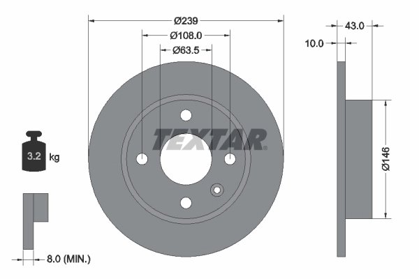 DISC FRANA TEXTAR 92050900 - Compatibil cu FORD, VW