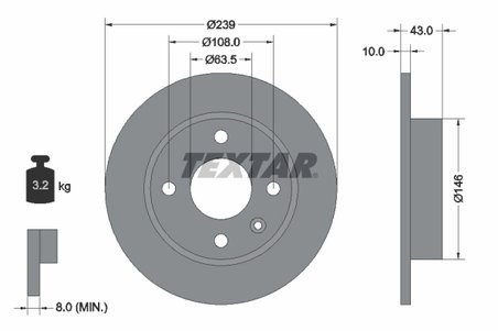 DISC FRANA TEXTAR 92050900 - Compatibil cu FORD, VW
