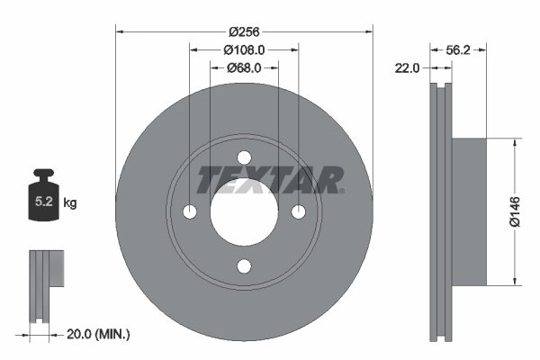 DISC FRANA TEXTAR 92054200 - Compatibil cu AUDI