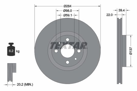 DISC FRANA TEXTAR 92055203 - Compatibil cu ALFA ROMEO, FIAT, LANCIA