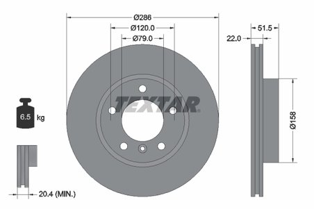 DISC FRANA TEXTAR 92055605 - Compatibil cu BMW, BMW (BRILLIANCE), DE LA CHAPELLE