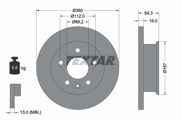 DISC FRANA TEXTAR 92055900 - Compatibil cu VW