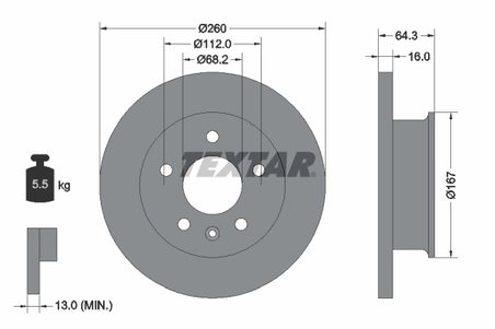 DISC FRANA TEXTAR 92055900 - Compatibil cu VW