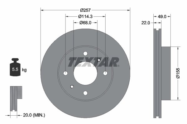 DISC FRANA TEXTAR 92056300 - Compatibil cu INFINITI, NISSAN