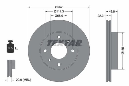 DISC FRANA TEXTAR 92056300 - Compatibil cu INFINITI, NISSAN
