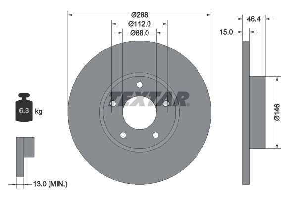 DISC FRANA TEXTAR 92057405 - Compatibil cu AUDI