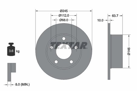 DISC FRANA TEXTAR 92057503 - Compatibil cu AUDI, AUDI (FAW), SKODA, VW, VW (SVW)