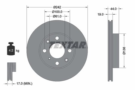 DISC FRANA TEXTAR 92060700 - Compatibil cu ACURA, HONDA