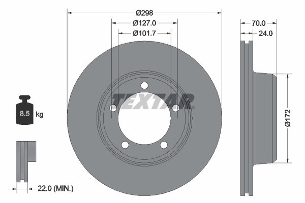 DISC FRANA TEXTAR 92061300 - Compatibil cu LAND ROVER