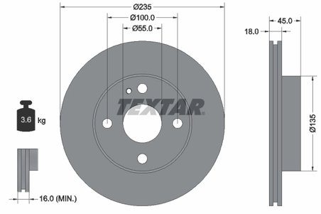 DISC FRANA TEXTAR 92061500 - Compatibil cu EUNOS, FORD ASIA & OCEANIA, FORD AUSTRALIA, KIA, MAZDA, SAO
