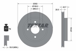 DISC FRANA TEXTAR 92063603 - Compatibil cu AC, FORD, FORD ASIA & OCEANIA, FORD AUSTRALIA, FORD USA, MERCURY