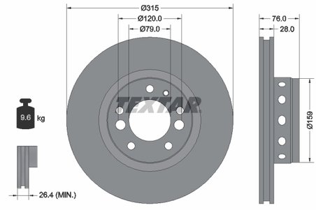 DISC FRANA TEXTAR 92070900 - Compatibil cu BMW