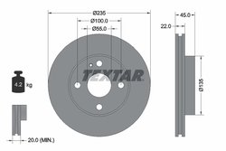 DISC FRANA TEXTAR 92071500 - Compatibil cu FORD ASIA & OCEANIA, FORD AUSTRALIA, MAZDA