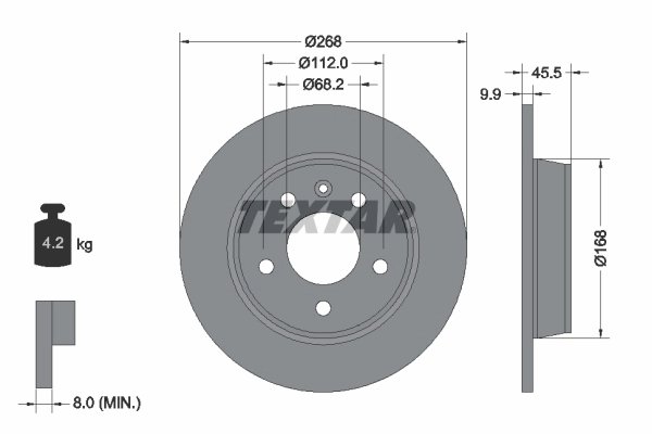 DISC FRANA TEXTAR 92074303 - Compatibil cu FORD, SEAT, VW