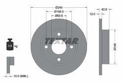 DISC FRANA TEXTAR 92075303 - Compatibil cu FORD, FORD AUSTRALIA, MAZDA