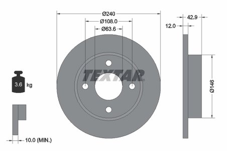 DISC FRANA TEXTAR 92075303 - Compatibil cu FORD, FORD AUSTRALIA, MAZDA