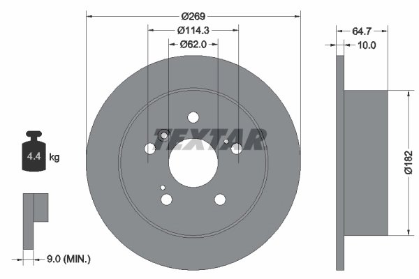 DISC FRANA TEXTAR 92079300 - Compatibil cu HOLDEN, LEXUS, TOYOTA