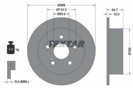 DISC FRANA TEXTAR 92079300 - Compatibil cu HOLDEN, LEXUS, TOYOTA