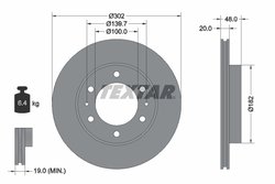 DISC FRANA TEXTAR 92080400 - Compatibil cu TOYOTA, VW