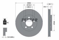 DISC FRANA TEXTAR 92082205 - Compatibil cu AUDI, SEAT, SKODA, SKODA (SVW), STREETSCOOTER, VW, VW (FAW), VW (SVW), ZHONGHUA (BRIL
