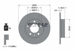 DISC FRANA TEXTAR 92082503 - Compatibil cu AUDI, SEAT, SKODA, SKODA (SVW), VW, VW (FAW), VW (SVW), ZHONGHUA (BRILLIANCE)