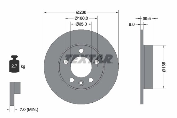 DISC FRANA TEXTAR 92082503 - Compatibil cu AUDI, SEAT, SKODA, SKODA (SVW), VW, VW (FAW), VW (SVW), ZHONGHUA (BRILLIANCE)