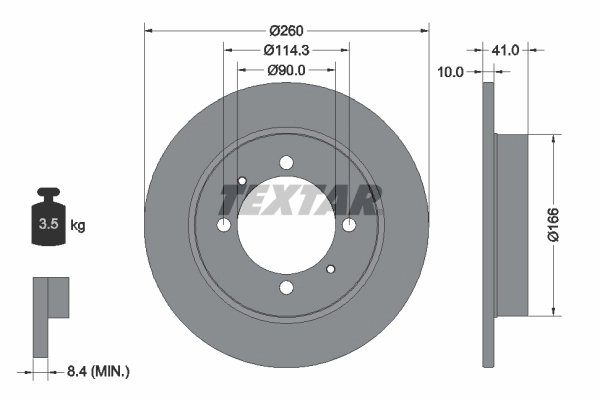DISC FRANA TEXTAR 92083003 - Compatibil cu MITSUBISHI, PROTON, VOLVO