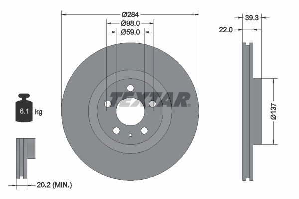 DISC FRANA TEXTAR 92083203 - Compatibil cu ALFA ROMEO