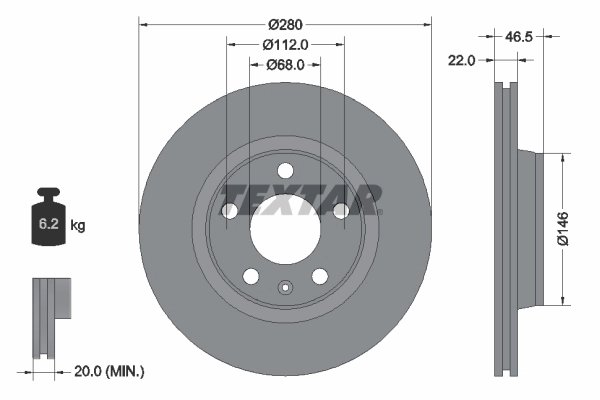 DISC FRANA TEXTAR 92083505 - Compatibil cu AUDI, VW