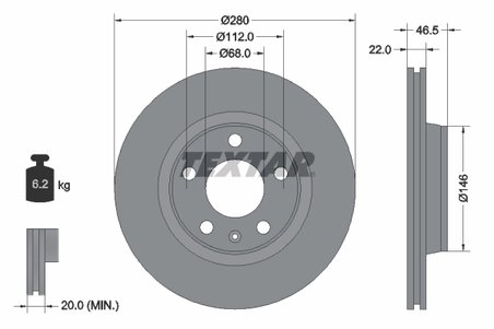 DISC FRANA TEXTAR 92083505 - Compatibil cu AUDI, VW