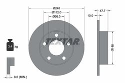 DISC FRANA TEXTAR 92088503 - Compatibil cu AUDI, VW
