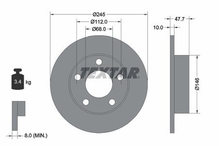 DISC FRANA TEXTAR 92088503 - Compatibil cu AUDI, VW