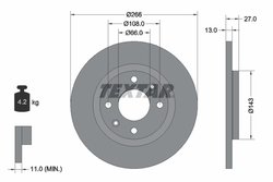 DISC FRANA TEXTAR 92089103 - Compatibil cu CITROEN, PEUGEOT