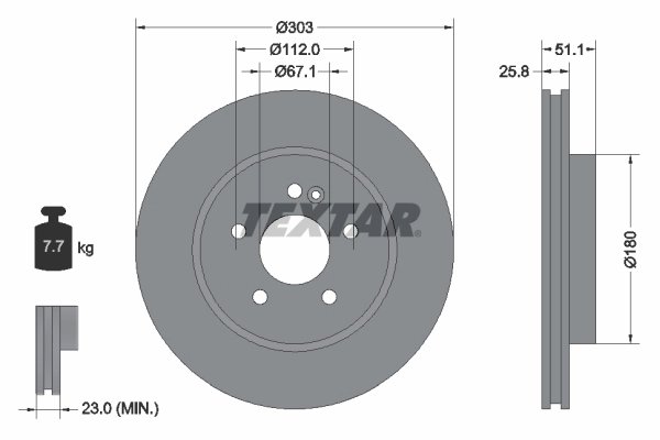DISC FRANA TEXTAR 92089905 - Compatibil cu MERCEDES-BENZ