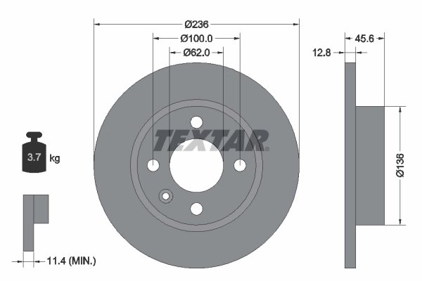 DISC FRANA TEXTAR 92090200 - Compatibil cu SKODA, VW