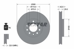 DISC FRANA TEXTAR 92091903 - Compatibil cu CHEVROLET, HOLDEN, OPEL, SUBARU, VAUXHALL
