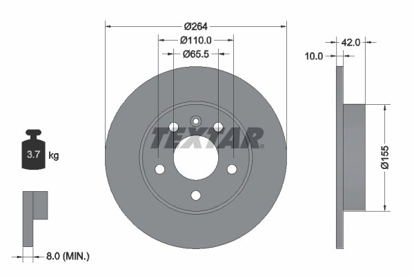 DISC FRANA TEXTAR 92092103 - Compatibil cu CHEVROLET, HOLDEN, OPEL, SATURN, SUBARU, VAUXHALL
