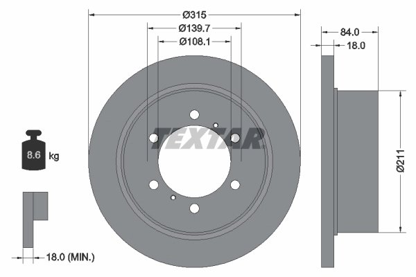 DISC FRANA TEXTAR 92093100 - Compatibil cu MITSUBISHI, MITSUBISHI (BJC)