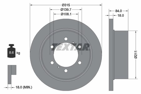 DISC FRANA TEXTAR 92093100 - Compatibil cu MITSUBISHI, MITSUBISHI (BJC)