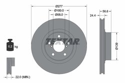 DISC FRANA TEXTAR 92094603 - Compatibil cu CHEVROLET, SAAB, SCION, SUBARU, TOYOTA