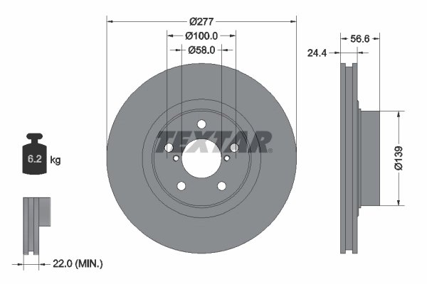 DISC FRANA TEXTAR 92094603 - Compatibil cu CHEVROLET, SAAB, SCION, SUBARU, TOYOTA