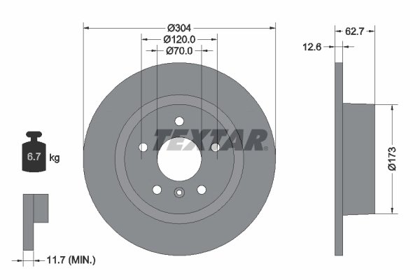 DISC FRANA TEXTAR 92095203 - Compatibil cu LAND ROVER